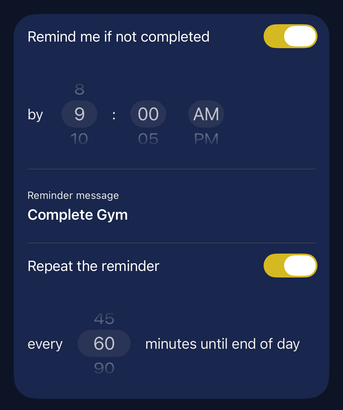 Reminder Settings