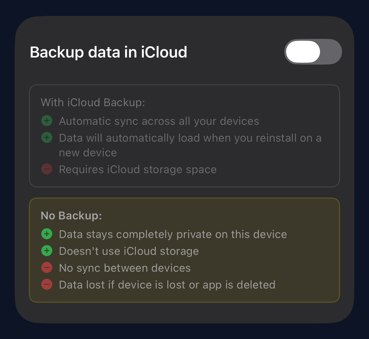 iCloud Backup Settings
