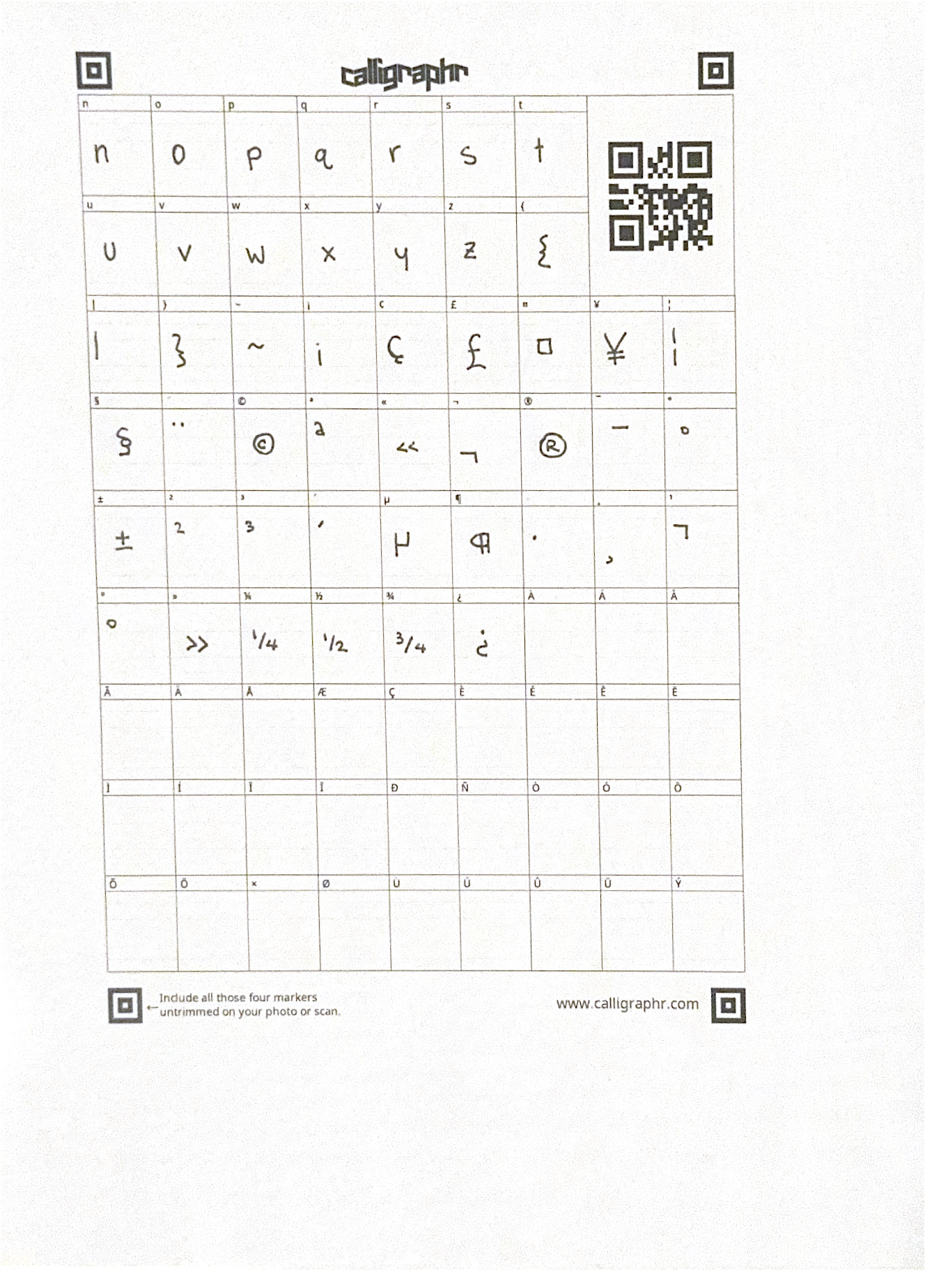 Calligraphr Template
